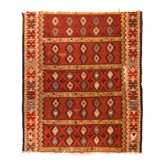 Antique Turkish Kilim Rug 4'5'' x 5'4'' For Sale