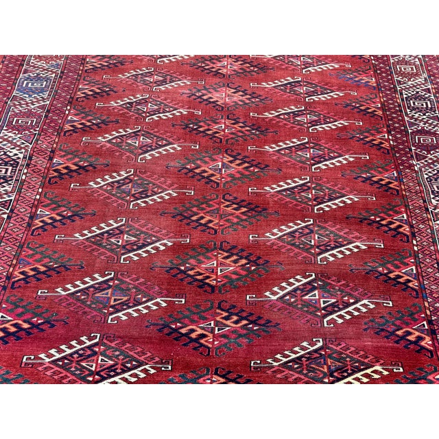 Red Antique Turkmen Yomut Rug, 1890s For Sale - Image 8 of 18