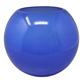 Mid-Century Blue Vase by Ind. Vetraria Valdarnese, Italy, 1970s For Sale