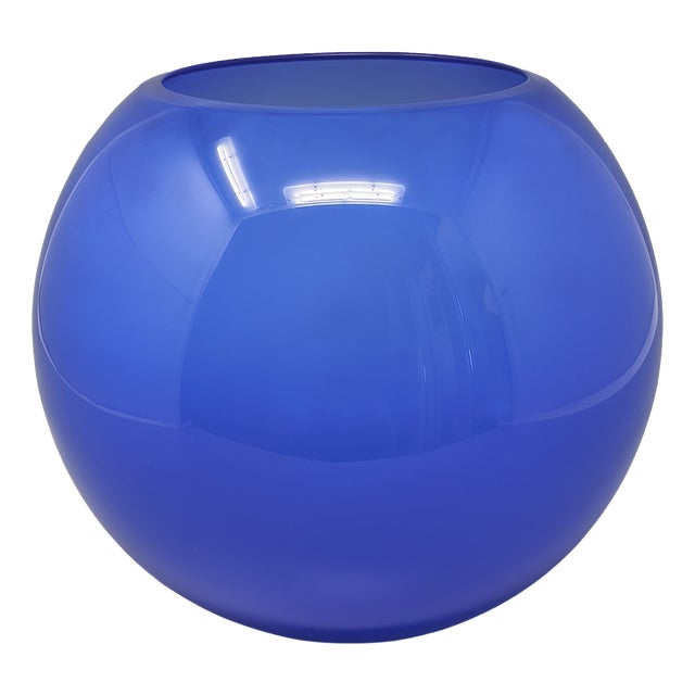 Mid-Century Blue Vase by Ind. Vetraria Valdarnese, Italy, 1970s For Sale