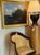 Antique European Landscape Oil Painting of Peasants in a Landscape.
