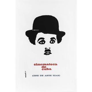 1961 Original Cuban Silkscreen Charlie Chaplin Poster, Cinemateca De Cuba For Sale