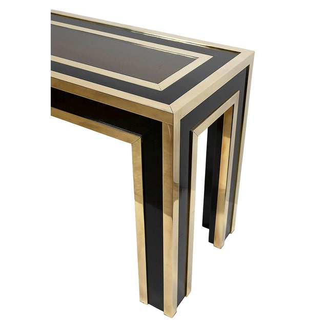 Mid-Century Modern Italian Wood and Glass Console Table, 1970 For Sale - Image 4 of 7
