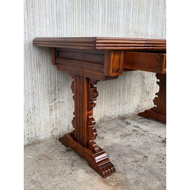 Early 20th Century Spanish Colonial Desk or Console Table with Two Drawers Signed by Valentí For Sale - Image 11 of 18
