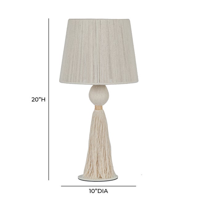 Samba White Cotton Tassel String Table Lamp For Sale In Los Angeles - Image 6 of 7