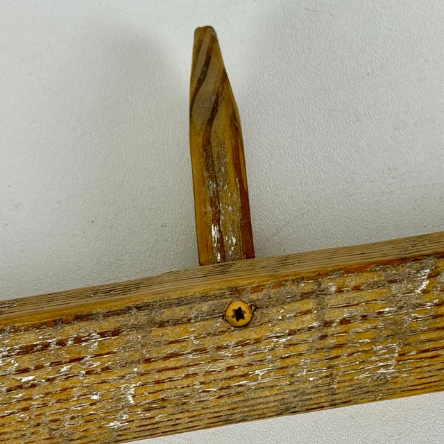 Unusual Vintage Set of 3 Wall Mounted Rustic Racks With Spike Hooks in Blond Wood For Sale - Image 11 of 11