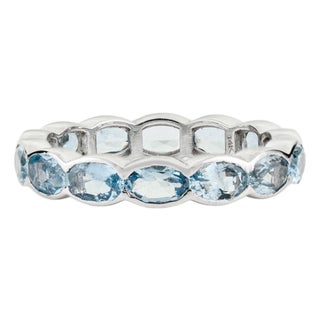 2.47 Carat Aquamarine Boho Chic Eternity Band Ring Size 6 in 14k White Gold For Sale