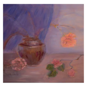 Rose Vase Still Life, American Impressionist by Genevieve Rogers