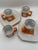 Ceramic 1950s Mid-Century Modern Trend by Nasco Geometric Orange and White Ceramic Mug and Saucer Set - 9 pcs For Sale - Image 7 of 11