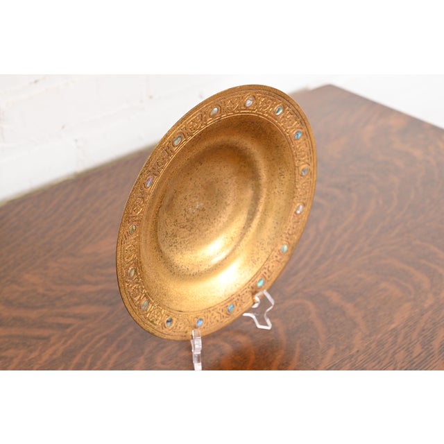 Tiffany Studios Tiffany Studios New York Bronze Doré Bowl With Abalone Inlay For Sale - Image 4 of 11