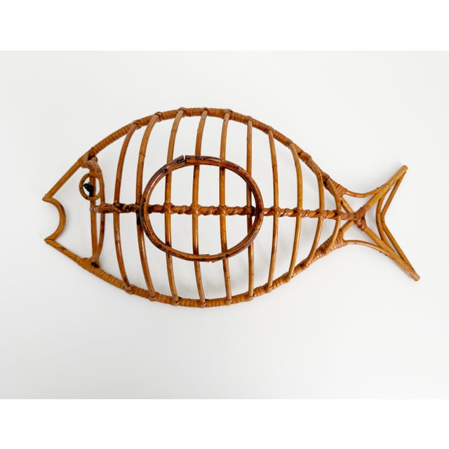 1950s Bamboo & Rattan Fish Basket For Sale - Image 9 of 9