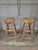 Farmhouse Antique Primitive Wooden Pub Stools For Sale - Image 3 of 11