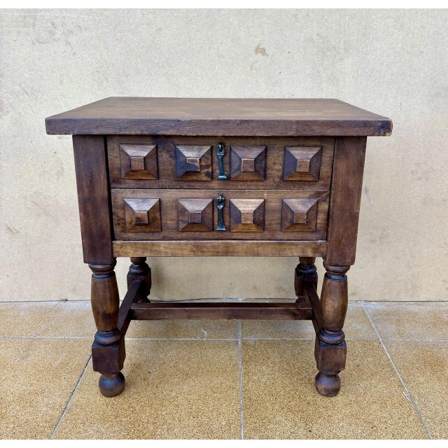 Spanish Baroque Style Walnut Side Table, 1950 For Sale - Image 4 of 11
