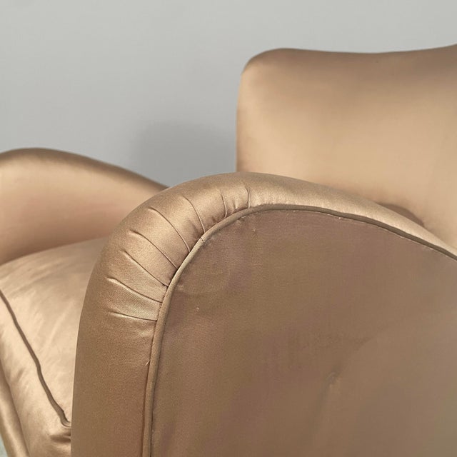 Beige Mid-Century Modern Italian Lounge Chairs in Wood and Pink and Beige Silk, 1940s, Set of 2 For Sale - Image 8 of 18