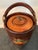 Vintage Loyal Papeete fire truck brown Leather Wrapped Ice Bucket, Mid-20th Century With horse drawn carriage design...