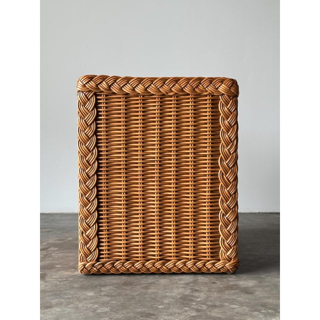 Woven Wicker Nightstand With Braided Rope Trim, 1980s For Sale - Image 12 of 17