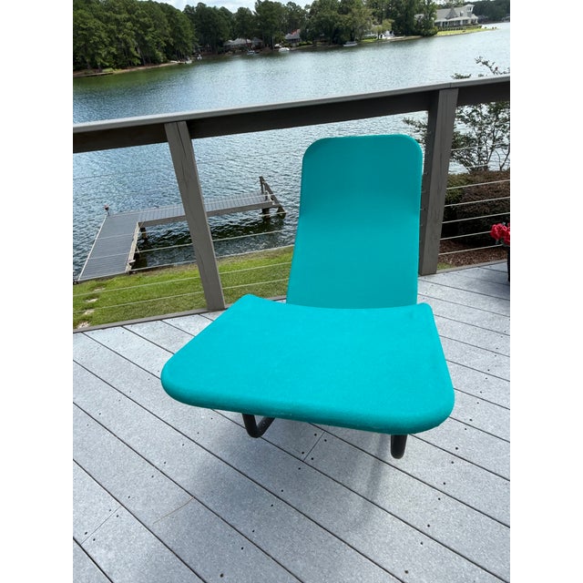 This is an original Barwa canvas cover lounge chair with springs. The frame and springs have been painted black, but they...