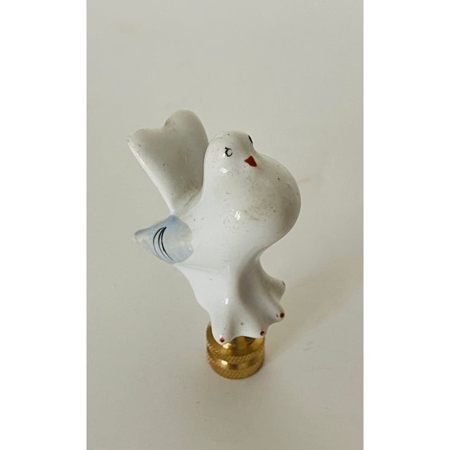1960s White Dove Porcelain Figurine Lamp Finial For Sale - Image 4 of 5