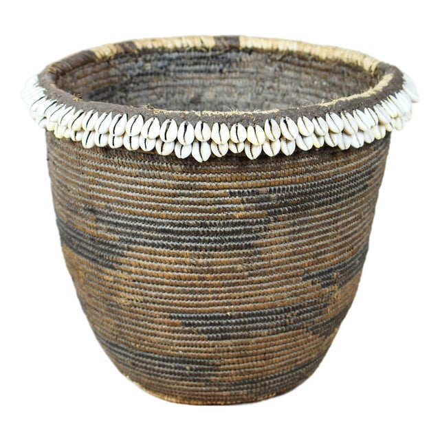 Vintage Tutsi Basket with Cowrie Shells For Sale