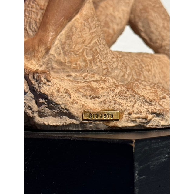 1960s Peggy Mach Seated Ballerina Terra Cotta Sculpture on Wooden Base, No. 317/975 For Sale - Image 9 of 10