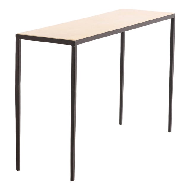 A Parchment and Iron Console in the Manner of Jean-Michel Frank For Sale