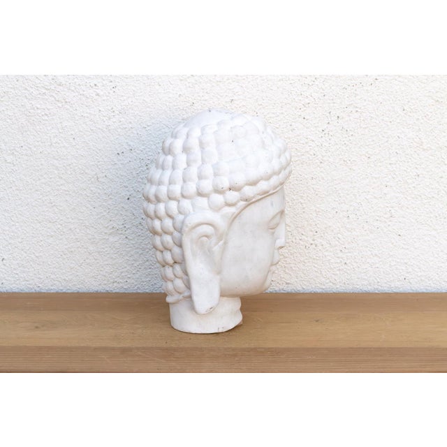 Serene Ascetic, Large Finely Carved Marble Buddha For Sale - Image 9 of 11