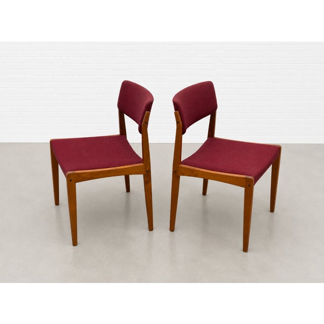Burgundy Set of 6 Danish Mid Century Modern Dining Chairs | Teak Chairs by h.w. Klein for Bramin, Made in Denmark, C. 1960’s For Sale - Image 8 of 13