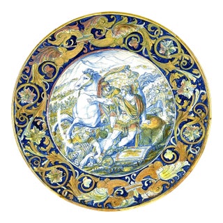 Antique Italian Majolica Lusterware Charger For Sale