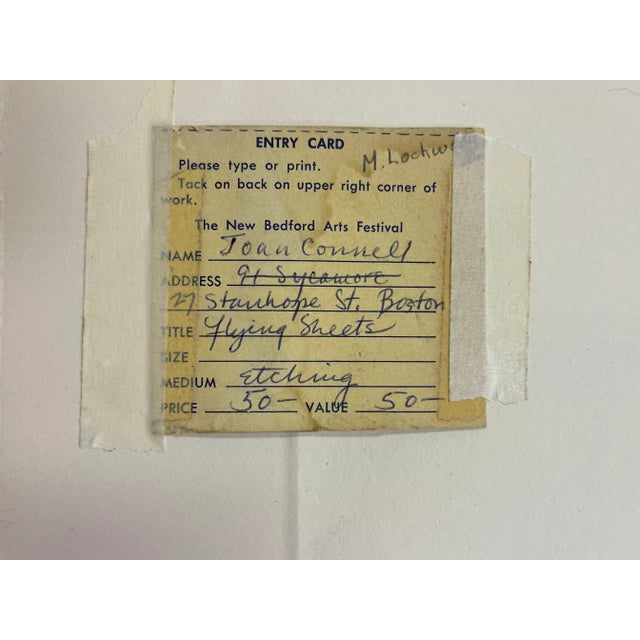 Artist's Proof Etching by Joan Connell (American, Present) Titled 'Flying Sheets' C1965 For Sale - Image 12 of 13