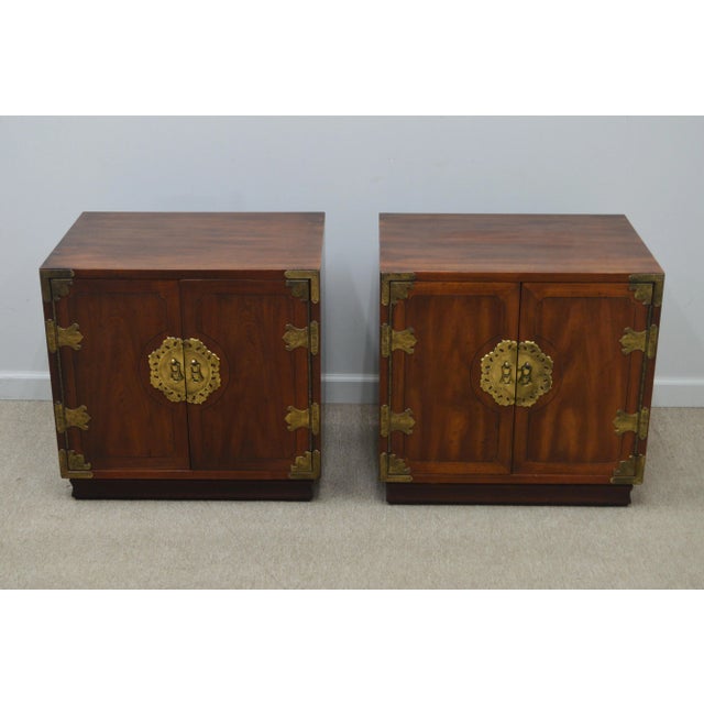 Henredon Pan Asian Nightstands Bed Side Tables a Pair For Sale - Image 10 of 10