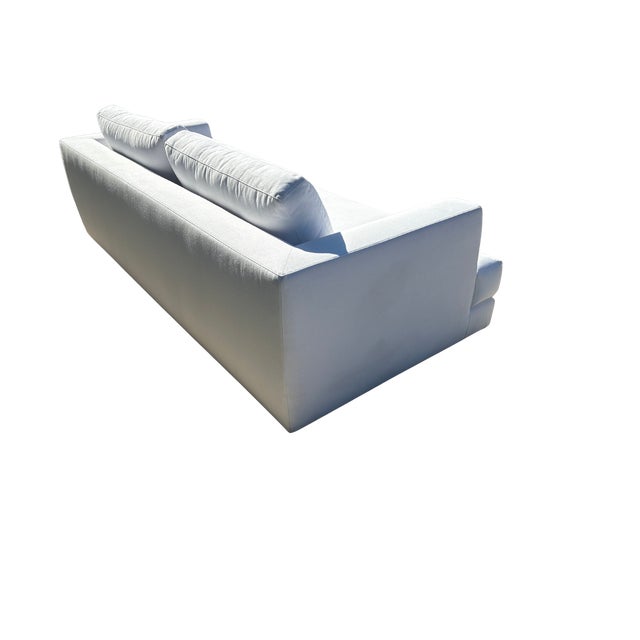 White Rh Monza Bench-Cushion Sofa – 8’ Luxe Depth in White Performance Linen Weave (Made in Italy) For Sale - Image 8 of 15
