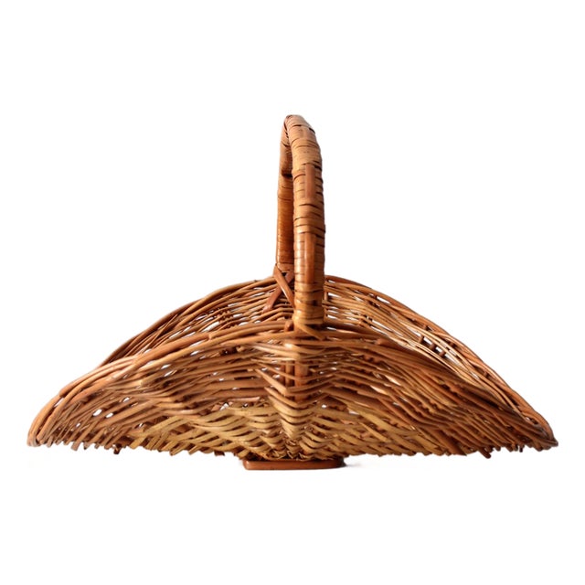 Vintage Wicker Kindling Basket For Sale