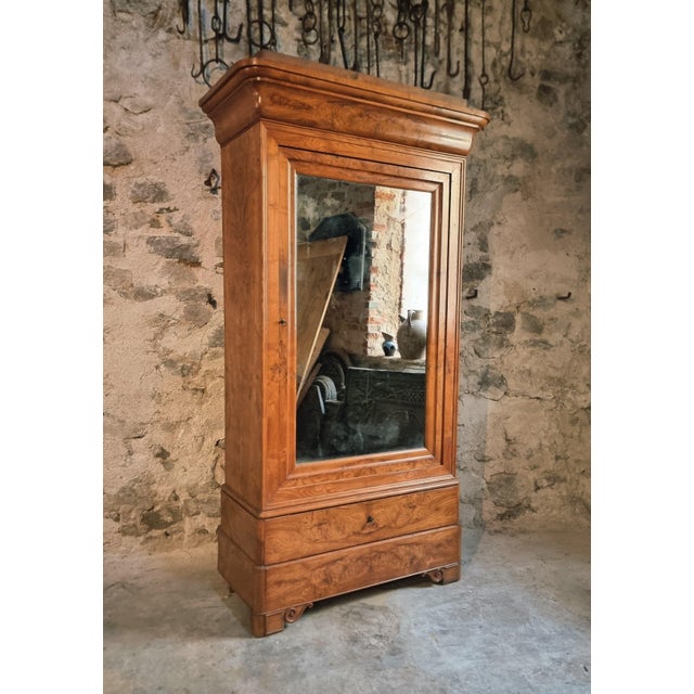 Antique French Louis Philippe Wardrobe in Elm and Oak, 1800s For Sale - Image 10 of 16