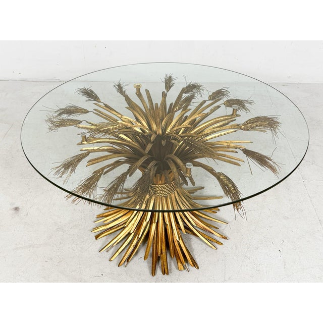 Coco Chanel table, Hans Kögl, coffee table/side table, 1970s, brass sheet construction, decorated with gold leaf, loose...