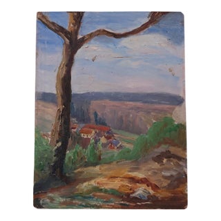 20th Century French Mountain Side View Painting For Sale