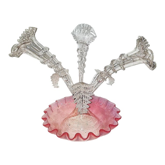 Late 19th Century French Blown Glass Epergne Vase For Sale
