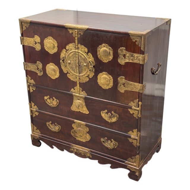 Lord Co. Japanese Gilt-Mounted Tansu Chest, Vintage For Sale