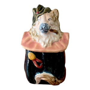 19th Century Austrian (Bohemian) Majolica Figural Dog Tobacco Jar