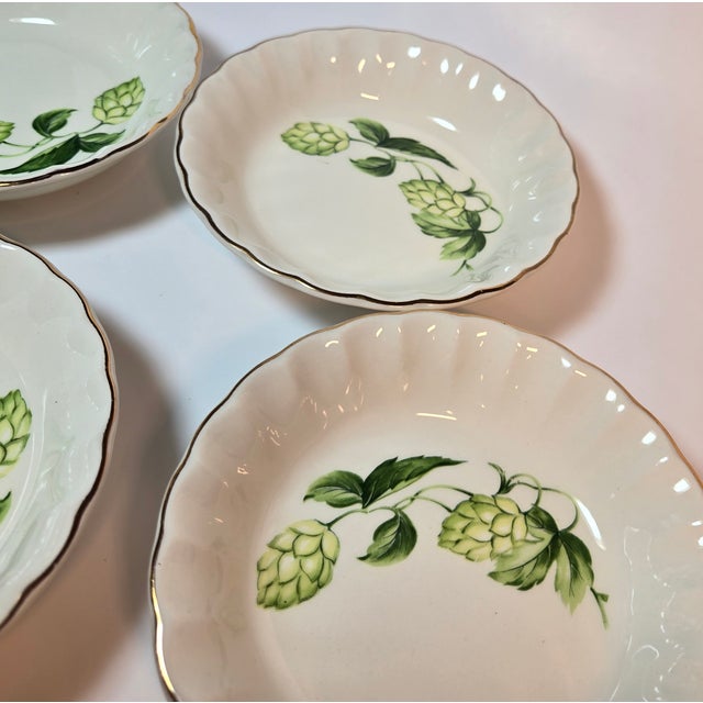 Mid 20th Century Gold Rimmed Hops Dessert Bowl- Set of Eight For Sale - Image 5 of 12