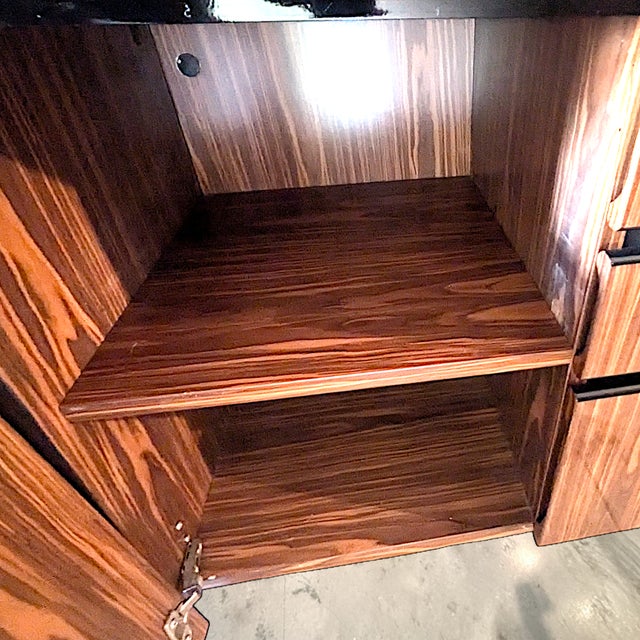 Mid Century Vintage Lacquered Rosewood Veneer Credenza and Hutch Set -2 Pcs. For Sale - Image 10 of 18