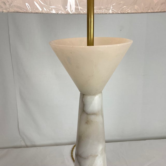 2020s Natural Alabaster & Glass Contemporary Table Lamp-One of a Kind For Sale - Image 5 of 9