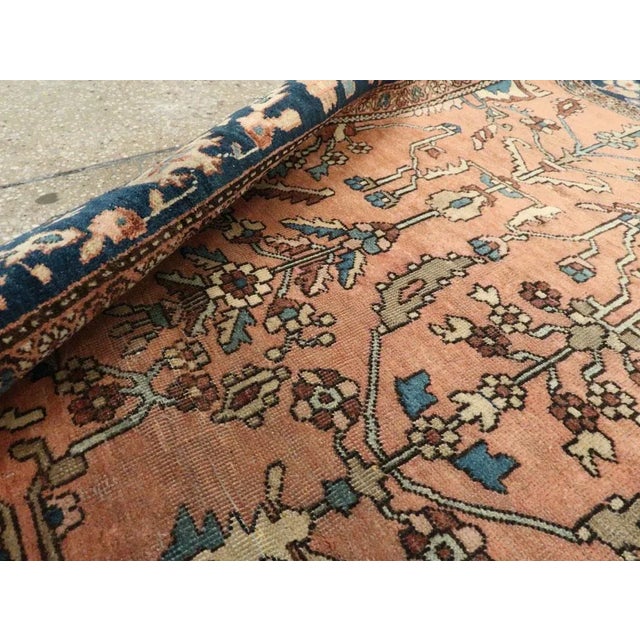 Salmon Antique Persian Sarouk Rug - 4' x 6'4" For Sale - Image 8 of 12