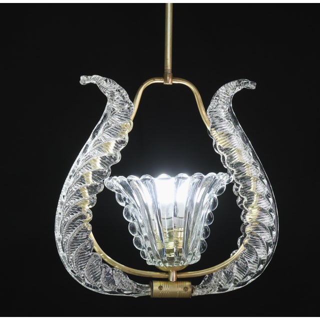 Charming Murano Glass Art Deco Pendant Chandelier by Ercole Barovier, 1940s For Sale - Image 9 of 13