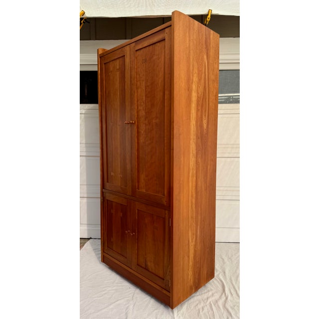 1990's Stickley Arts and Crafts Inlay Bow Media Cabinet Armoire For Sale - Image 9 of 12
