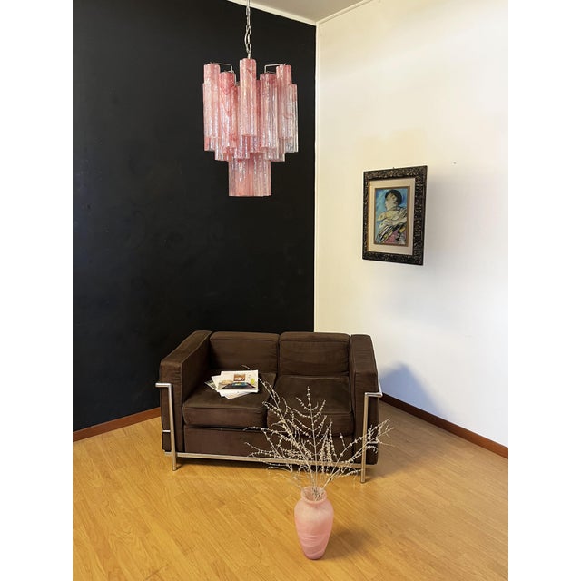 Vintage Glass Tube Chandelier with 30 Albaster Pink Glasses, 1990s For Sale - Image 18 of 18