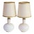 Pair of Petite Mid-Century Modern Hobnail Milk Glass Boudoir Bedside Table Lamps For Sale