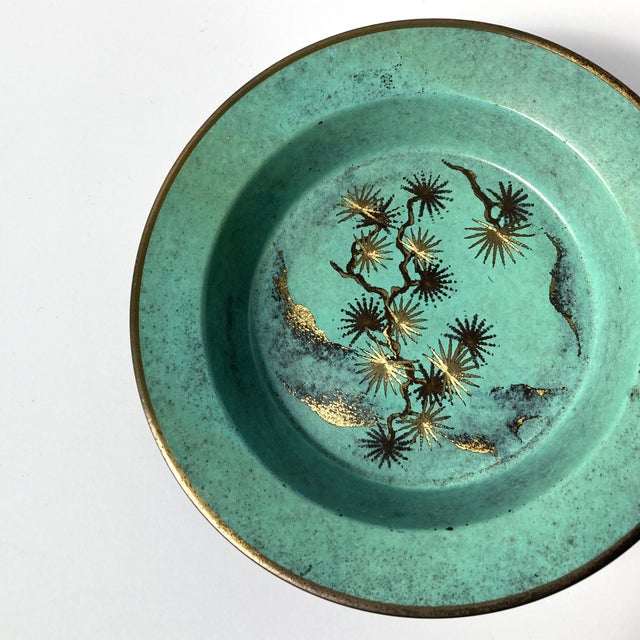 Metal Wmf Ikora Paul Haustein, Green Patinated Metal Vide Poche, Glass Insert, 1920s For Sale - Image 7 of 8