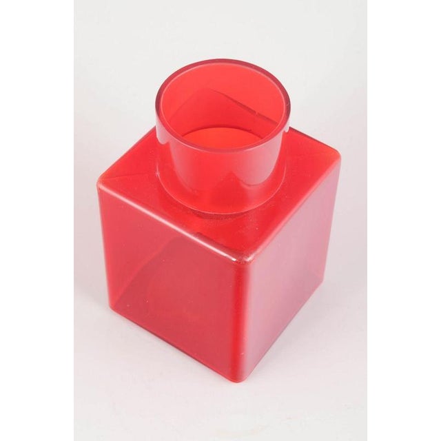 Luciano Vistosi (1931-2010) for Murano. Art glass vase, 1960s. Geometric vase in clear red glass with a cylindrical neck...