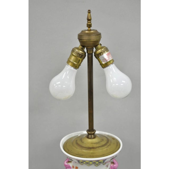 Mid 20th Century Vintage Chinese Hand Painted Porcelain Jardinierie Floral Chinoiserie Table Lamp For Sale - Image 5 of 11