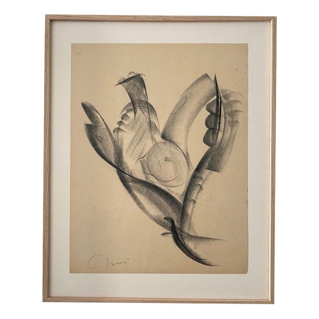 Jean Chauvin, Untitled, 1970s, Charcoal Drawing For Sale